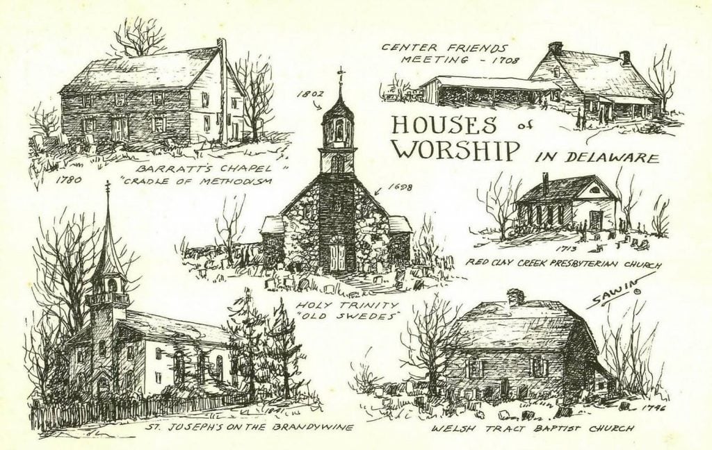 Early Churches of Delaware Post Card